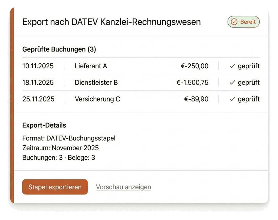 DATEV Export in Kontiva