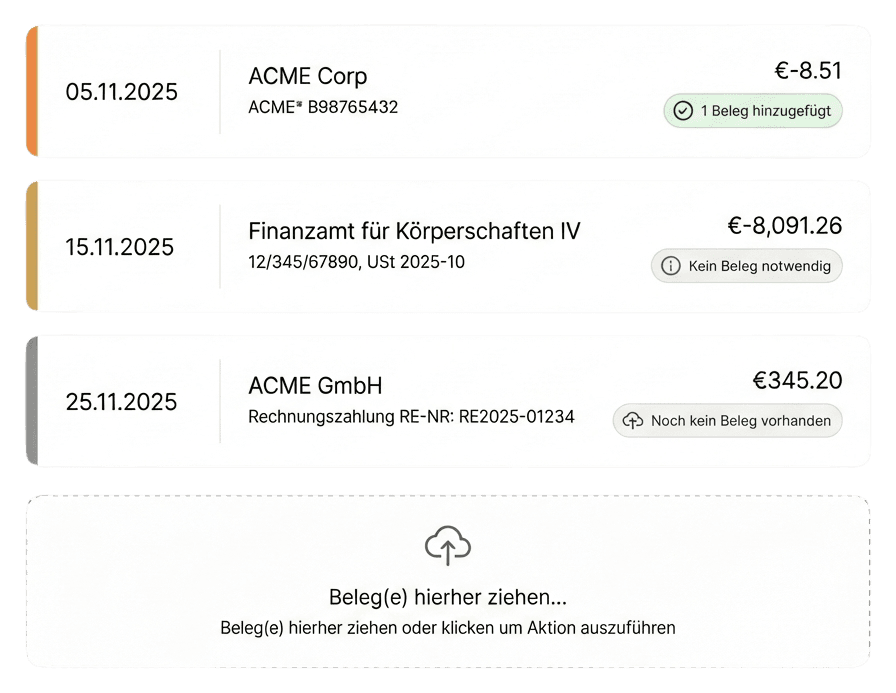 Transaktionsübersicht in Kontiva