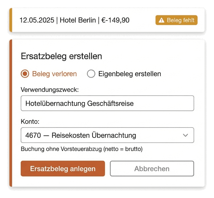 Ersatzbeleg erstellen